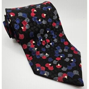 Vintage Christian Dior Monsieur Tie Black Red White Blue 100% Silk USA